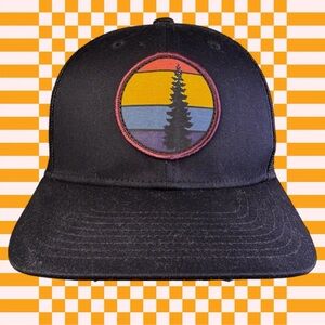 Columbia Black Mesh Back Trucker Hat SnapBack Adjustable Strap Tree Patch
